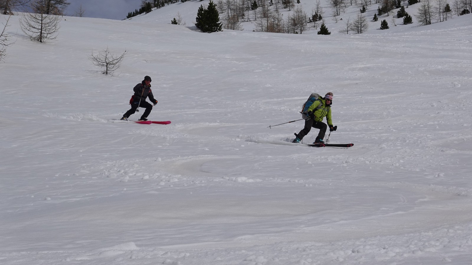 Du bon ski malgré le poids des sacs