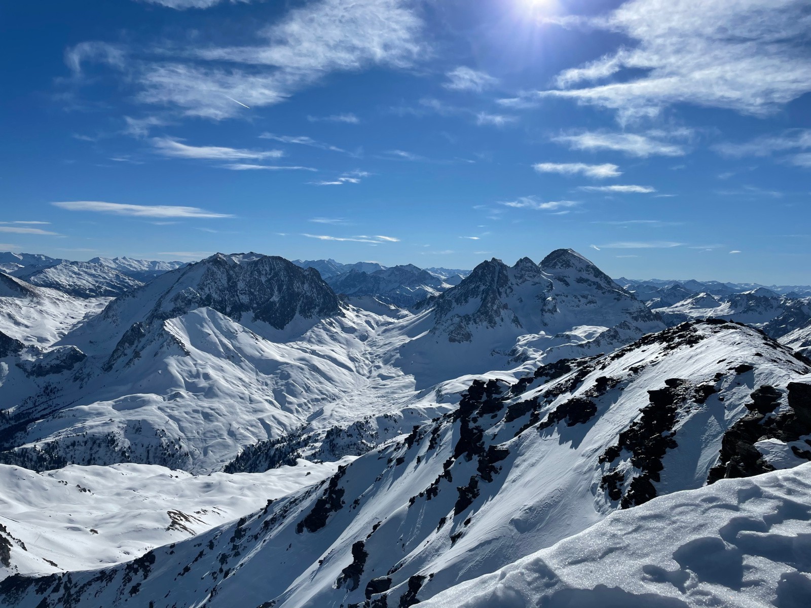 Panorama du sommet: Grand argentier/ Grande Bagna/ Cime Plannette/ Roche Bernaude