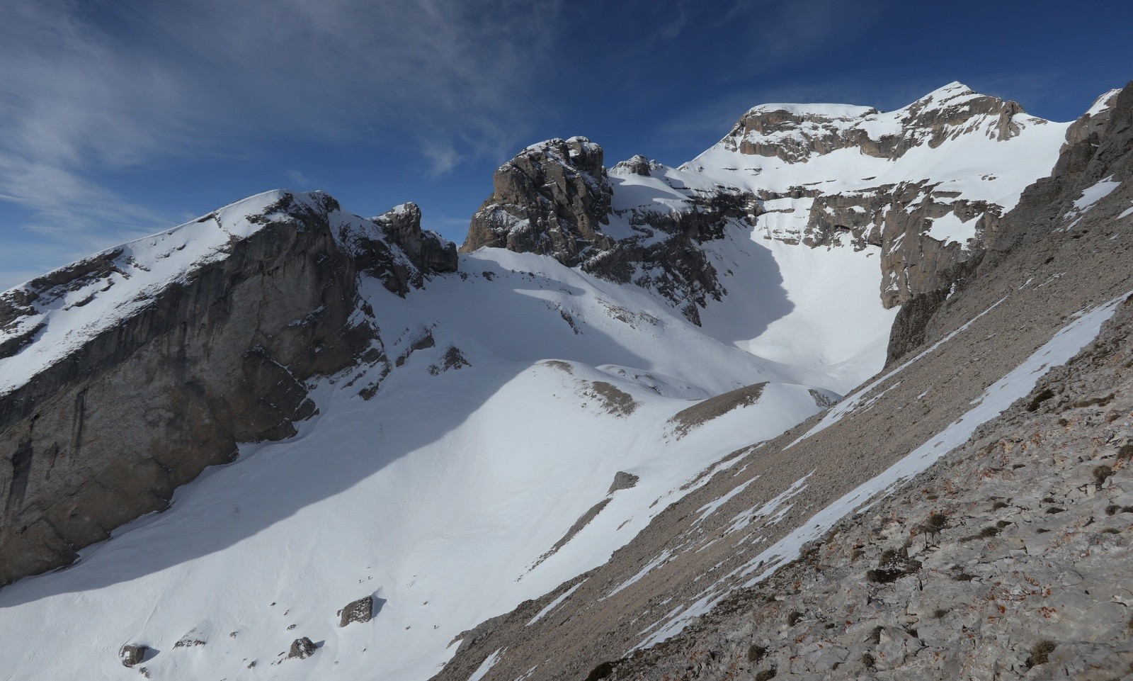 Vallon du Grand Villard et le Ferrand. Beaucoup de monde en direction du Chourum Olympique aujourd'hui