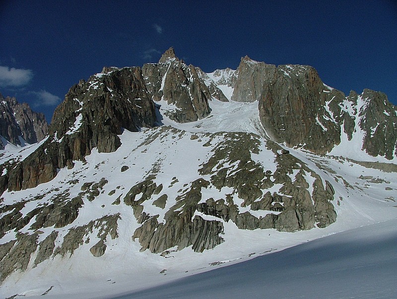 Aiguille d'Argentière : la vue complète de l'itinéraire du glacier du Milieu