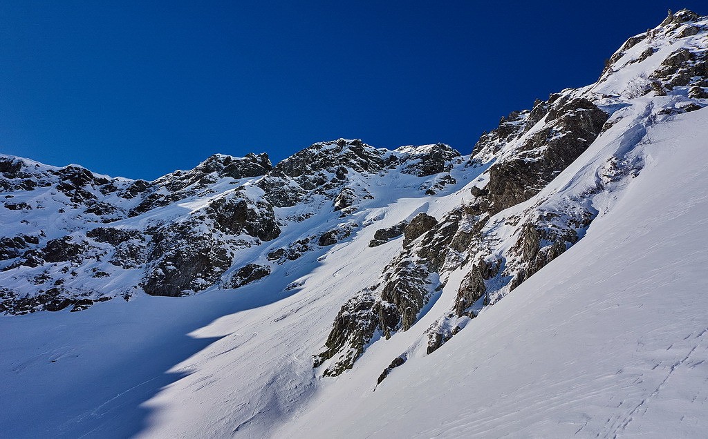 Vue de profil depuis le cône du Couloir E...