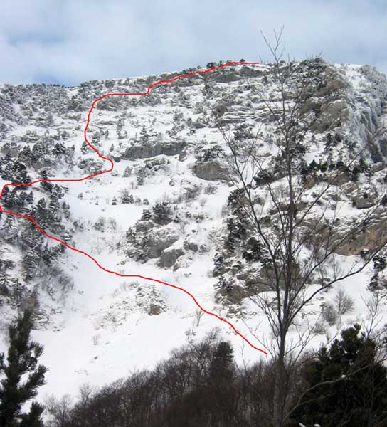 L'itinéraire de descente (variantes possibles )  jusqu'à Château Bouvier.