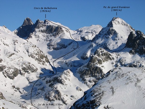 Itinéraire Col de la Pra > Croix de Belledonne vu du Grand Colon