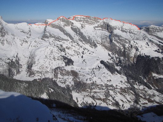 traversée des arêtes à partir du sommet de Montarquis