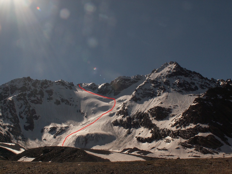 L'itinéraire de montée sur le Glacier. Le 23 juin 2008.