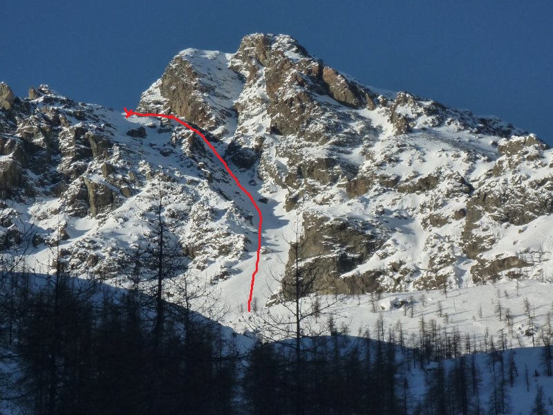 Face NE du Monte Rosso d'Ala (le 25/01/2013)