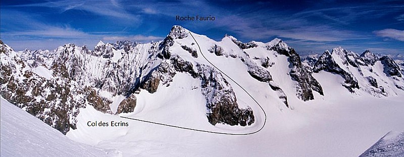 Roche Faurio, par le Col des Ecrins (photo dargaud)
