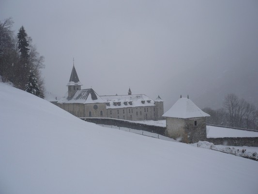 Abbaye de Tamié : De la neige en quantité des le départ