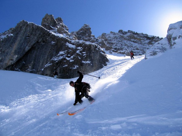 Couloir de Chemine : Manu à la descente du couloir.