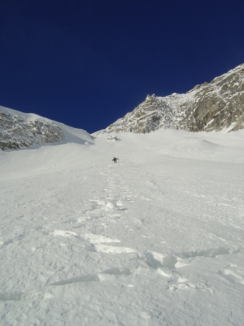 Bas de la face : Guillaume attaque le 45° en raquettes