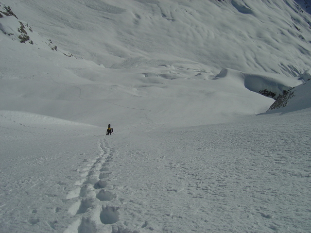 Dans la 1ère partie de la face : Voilà le résultat avec les crampons ;-)