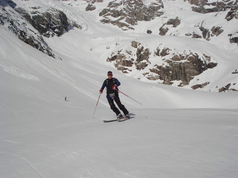 Tour de la Meije 2008 : Descente du glacier de l'homme avec une excellente moquette.