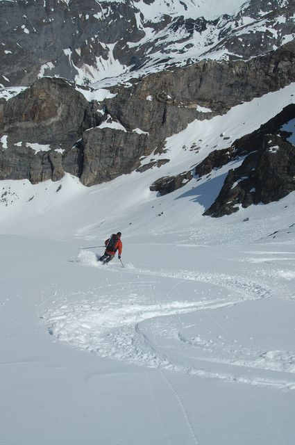 Glacier du Dard : Mathurin dans la poudre....