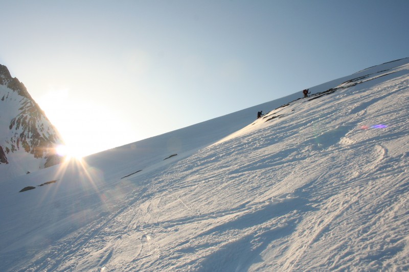 Lever du soleil : dans la montée vers le Glacier - La grande Casse se réveille