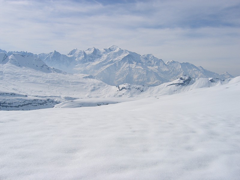 Depuis le col de Platé : le Dérochoir et massif du Mont-Blanc.