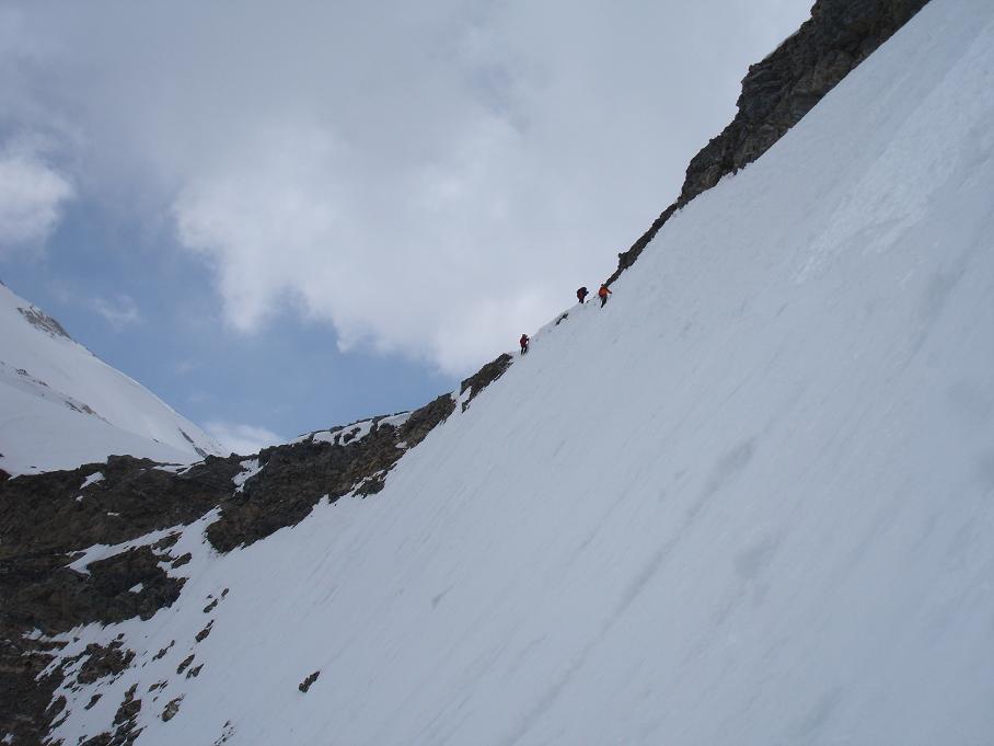 Col de la Tsanteleina : Passage raide (50°) pour basculer versant Est