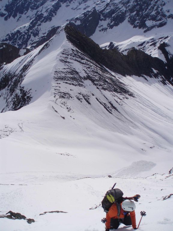 Aiguille de Morges : Partie finale raide, à pied on enfonce copieusement !