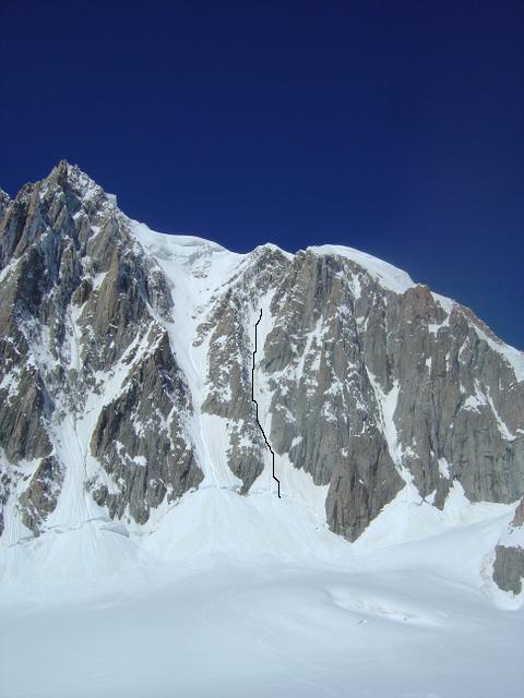 Couloirs Jaeger et Gervasutti : La limite skiée la veille.