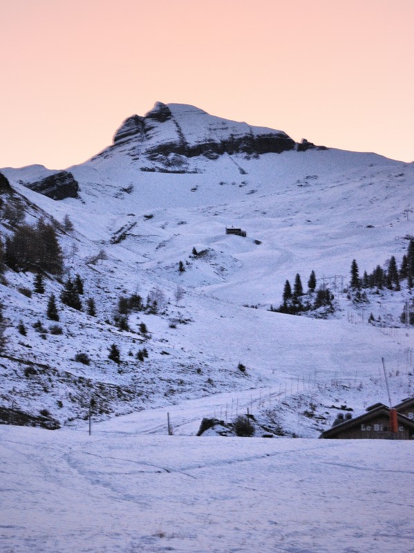 Tête Pelouse au matin : Pour se donner une idée de l'enneigement de samedi.