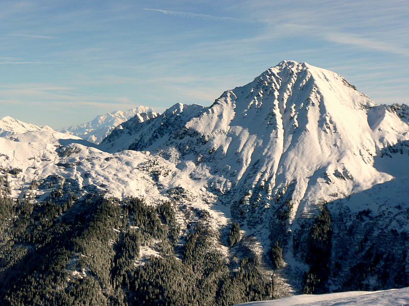 vue du petit Charnier : beau belvedere : les Grands Moulins cachent  le Mont Blanc