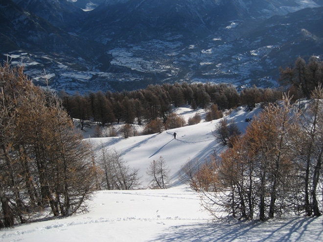 dans la montée : tronçon en bonne neige