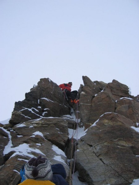 Arête de la Dufourspitze : Le passage en III juste sous le sommet