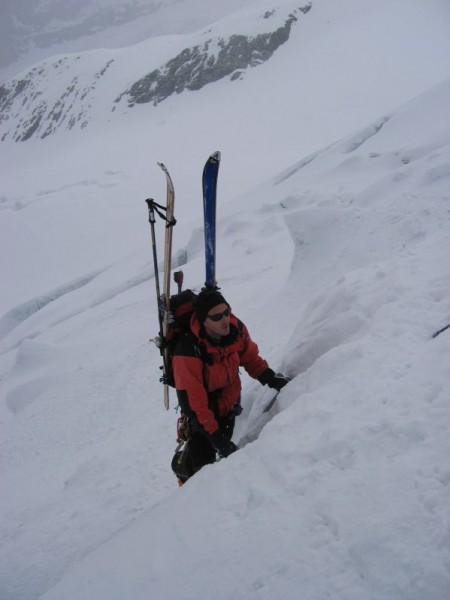 Schwarze gletscher : Franchissement d'un sérac vers 3200 m