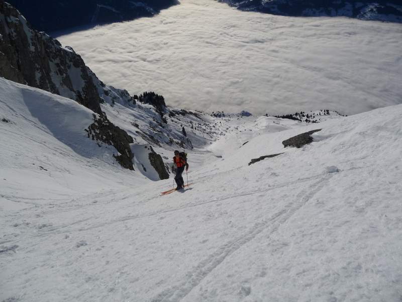 Aiguille de Varan : Sortie du couloir du Vellard