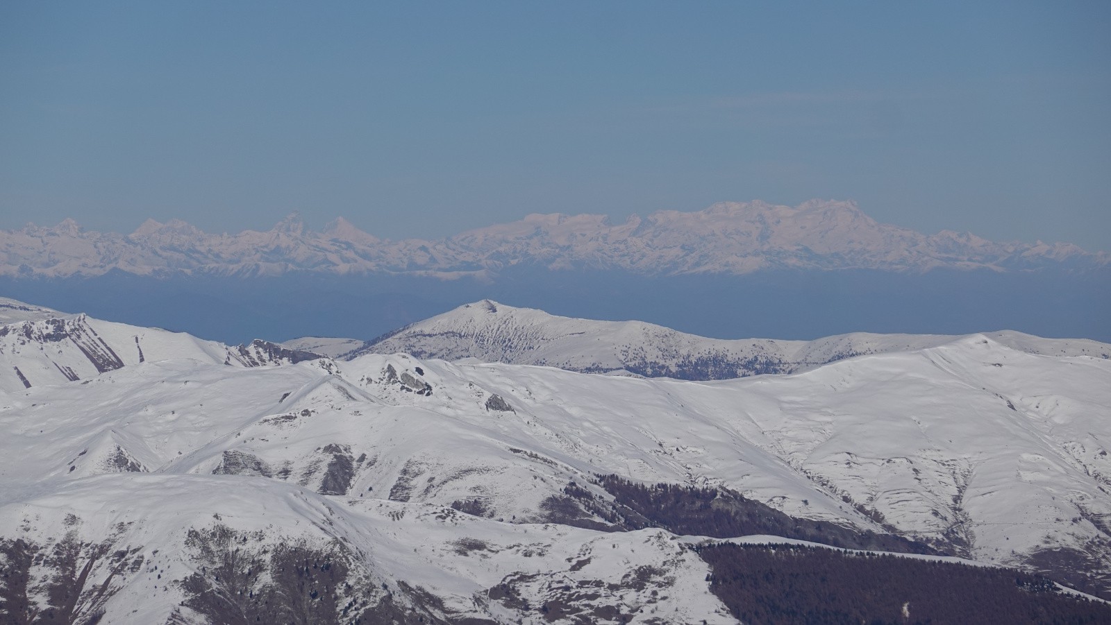 Panorama sur Dent d'Hérens, Cervin, Dent Blanche et le groupe du Monte Rosa