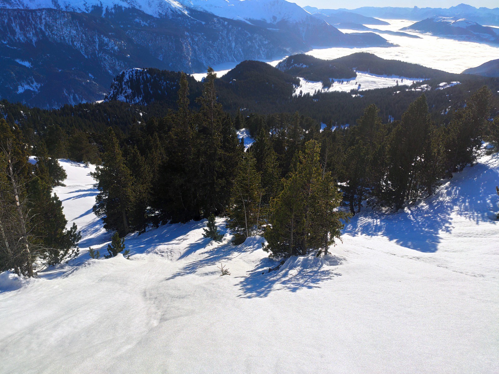 Petite vue des pistes de skis de fond au soleil aussi