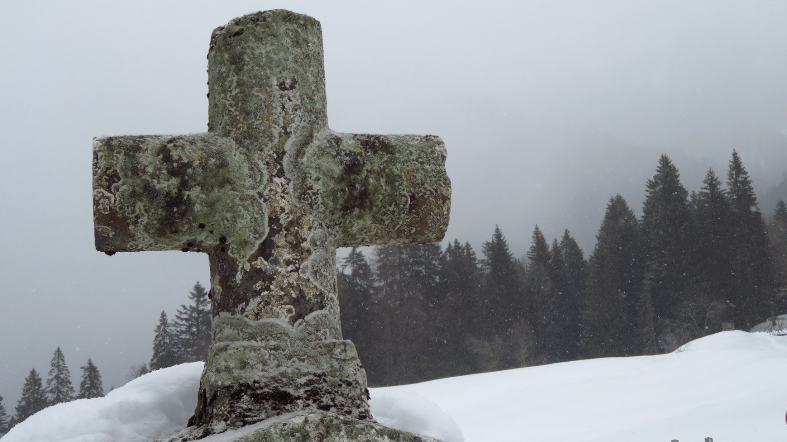 la croix du Col de la Charmette et ses beaux lichens