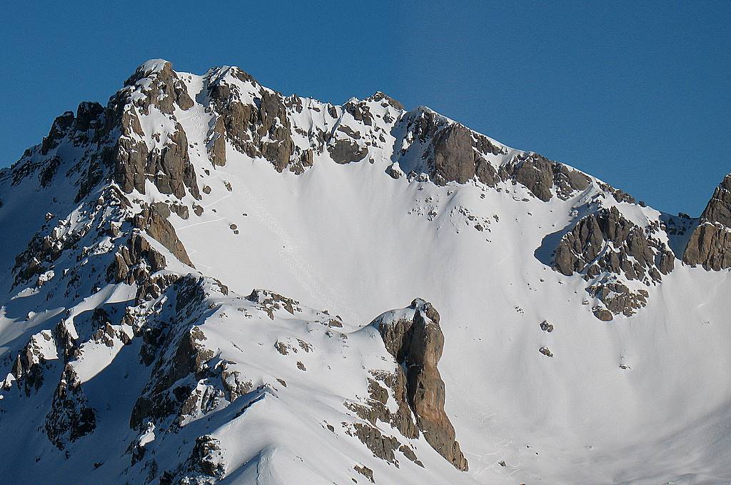 Le couloir Sud... : ...vu de la Crête de la Platte