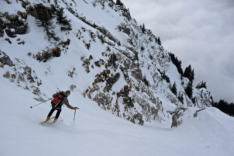 Pic de la Corne : La meilleure partie, on aura eu presque 200m de bon ski !