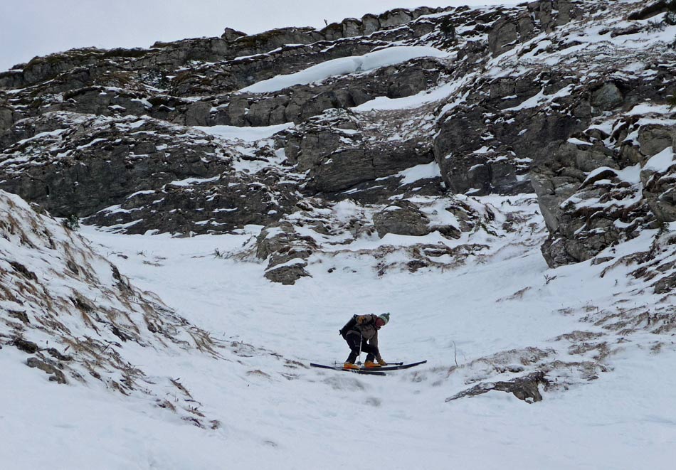 Pic de la Corne : Le deuxième ressaut mal enneigé lui aussi, mais qui passe mieux que le précédent.