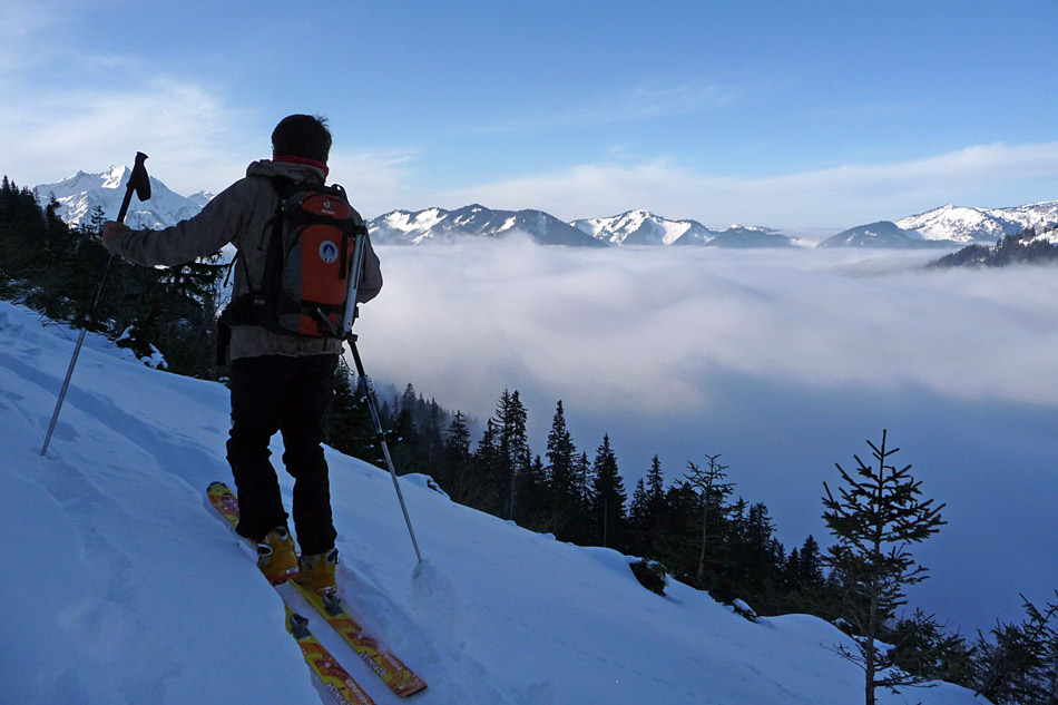 Pic de la Corne : Dans la Lanche aux Vaux, avant d'attaquer le couloir.