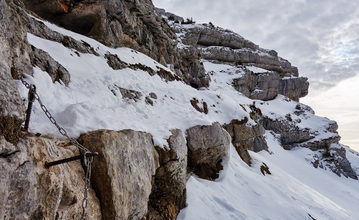 Le ressaut de la vire non comblé...