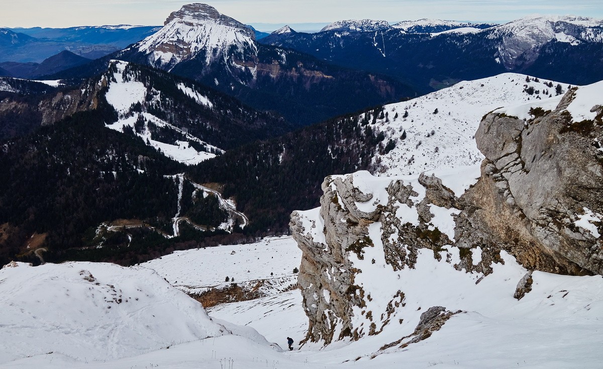 Un autre alpiniste remontant le goulet encore bien béton...