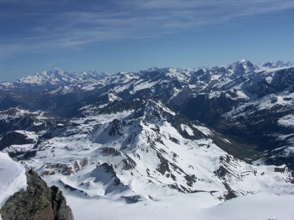 Vue depuis le sommet : Mont blanc, pourri et grande casse alignés