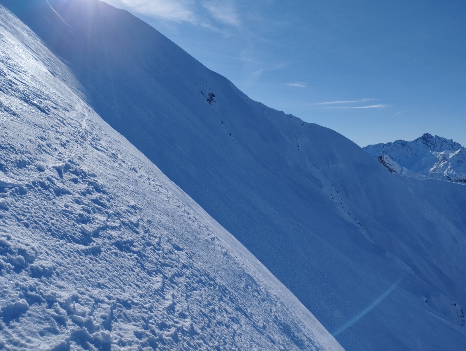traversée de la large pente du Vallon du Bourg