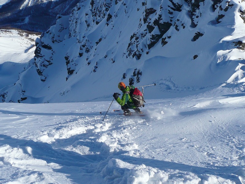 Pointe Charlet : Premiers virages pour Manu.