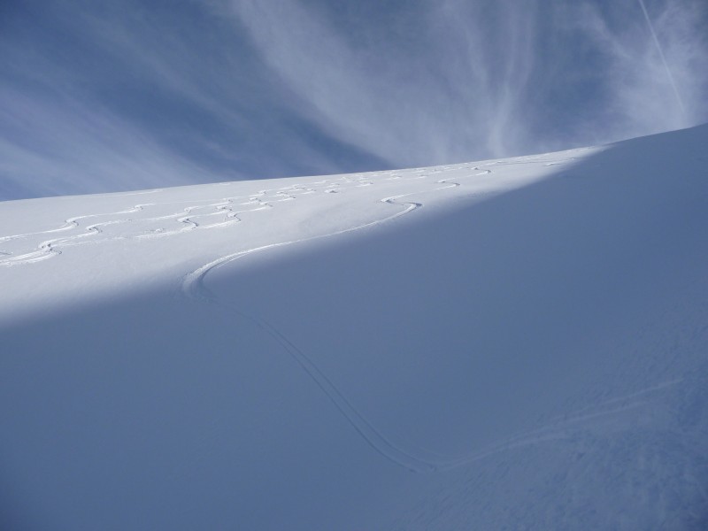 Ski-Rando Blayeul : Trace de descente vers le ravin de cadenière