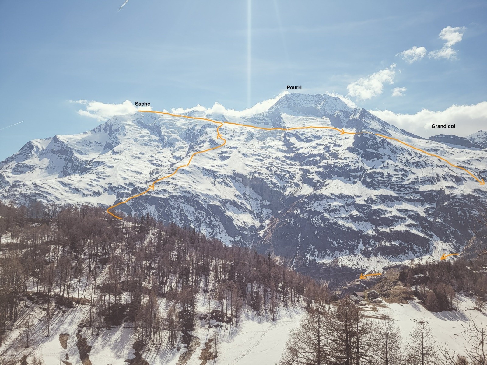 Tracé vu depuis en face. photo d'avril 2022