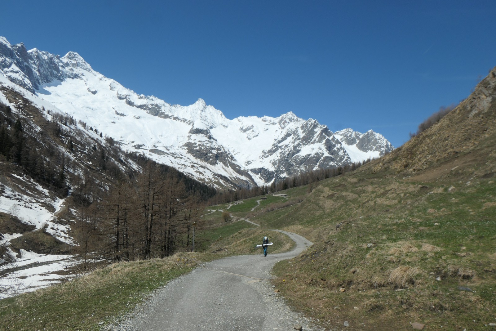 Jour 2 : Remontée du Val Ferret vers 1800m après la Fouly (vue sur la descente de la Grand-Luy derrière) 