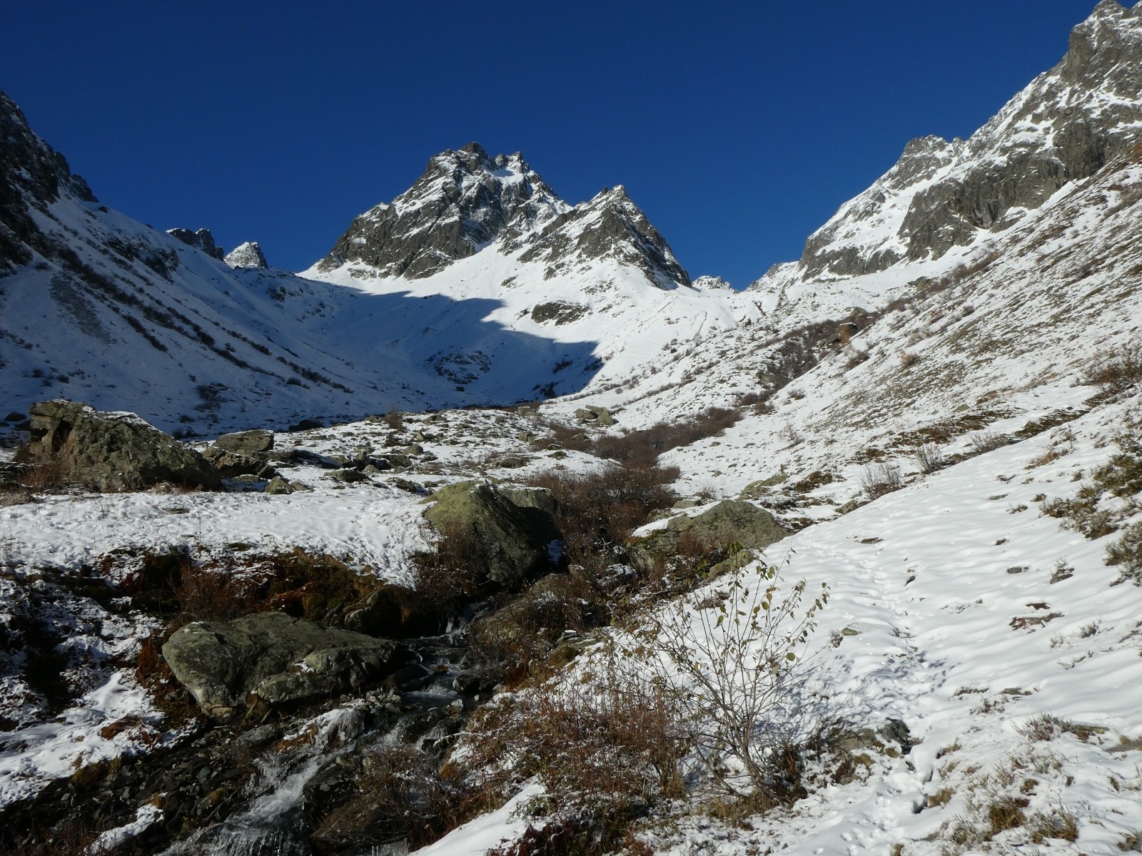 &nbsp;Premières neiges en arrivant sous l'Orselle