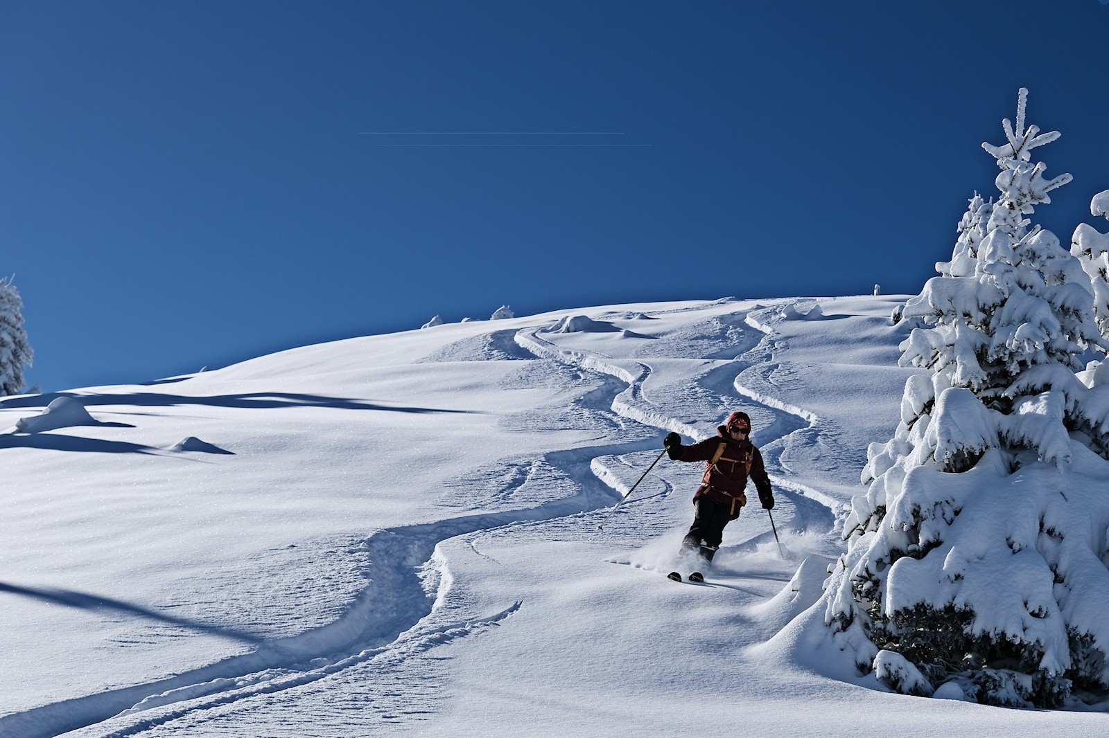 La première descente du jour, en direction du Macheux.&nbsp;