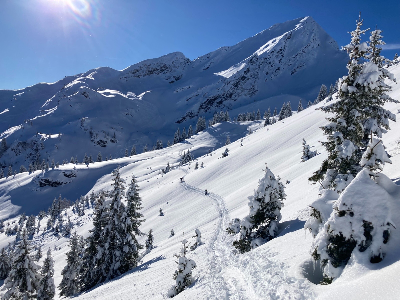 traversée vers le col de roche plane