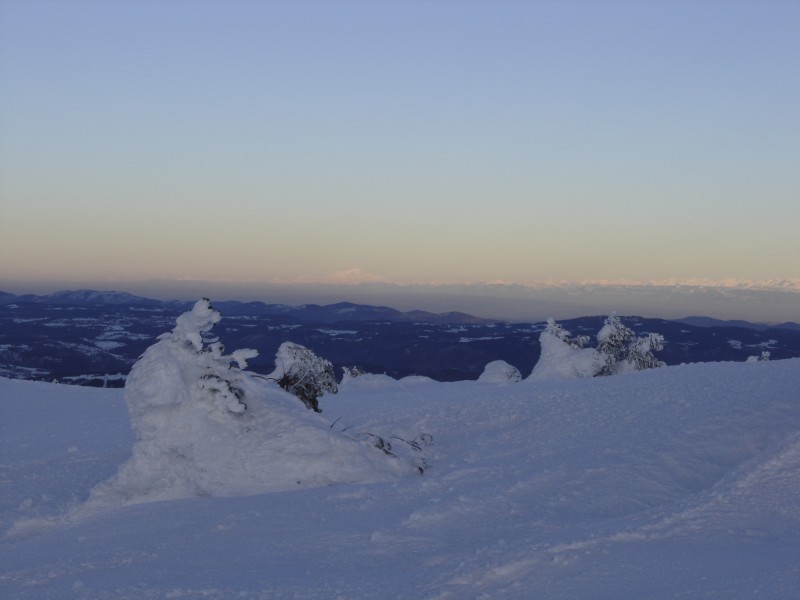Sculture du vent : Toujours un beau travail du vent avec le Mont Blanc en toile de fond