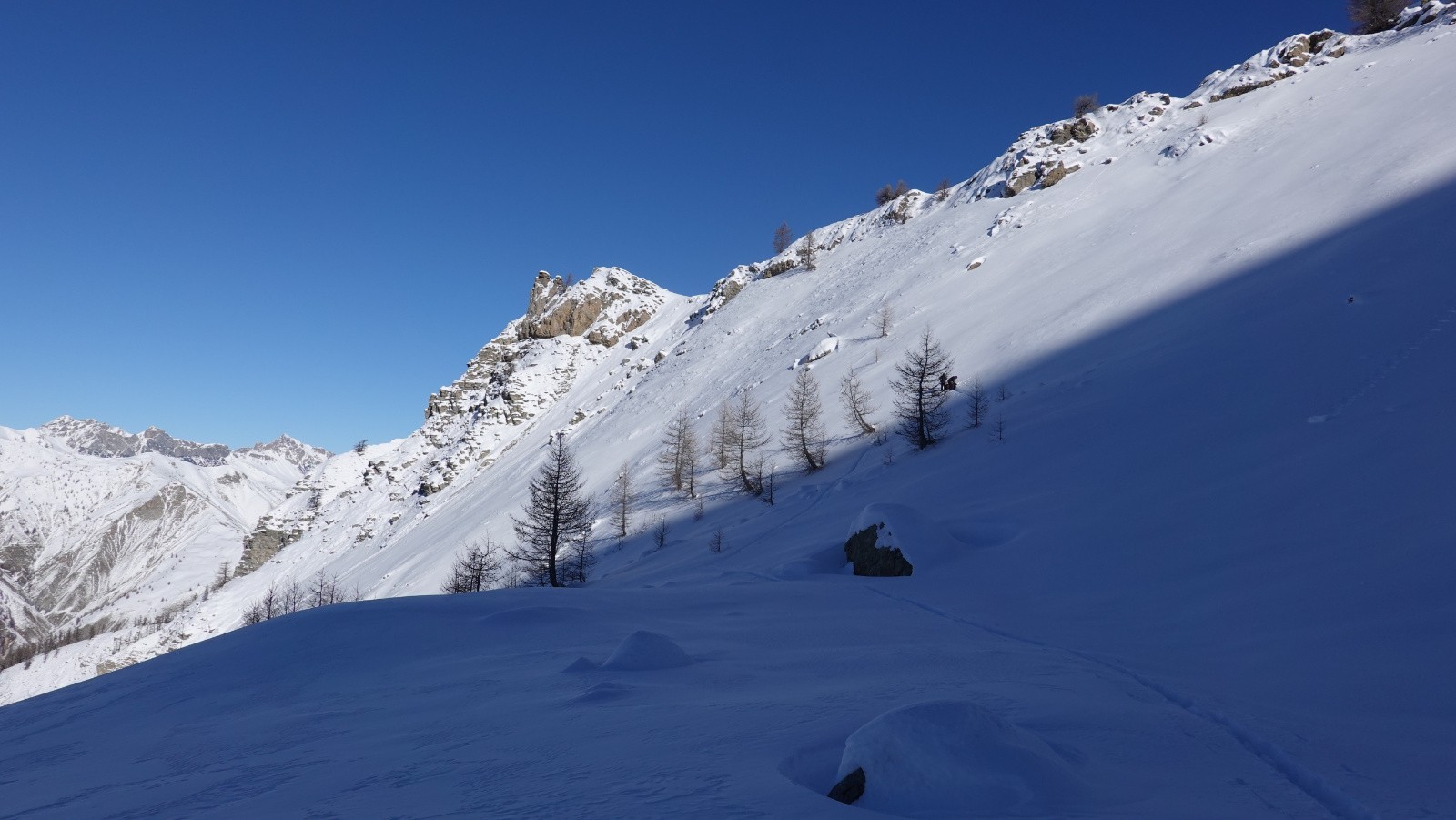 Stop sous l’œil du Rocher Blanc