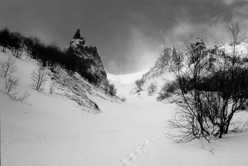 Couloir du Moine 1 : Au pied du couloir, avant une belle bavante