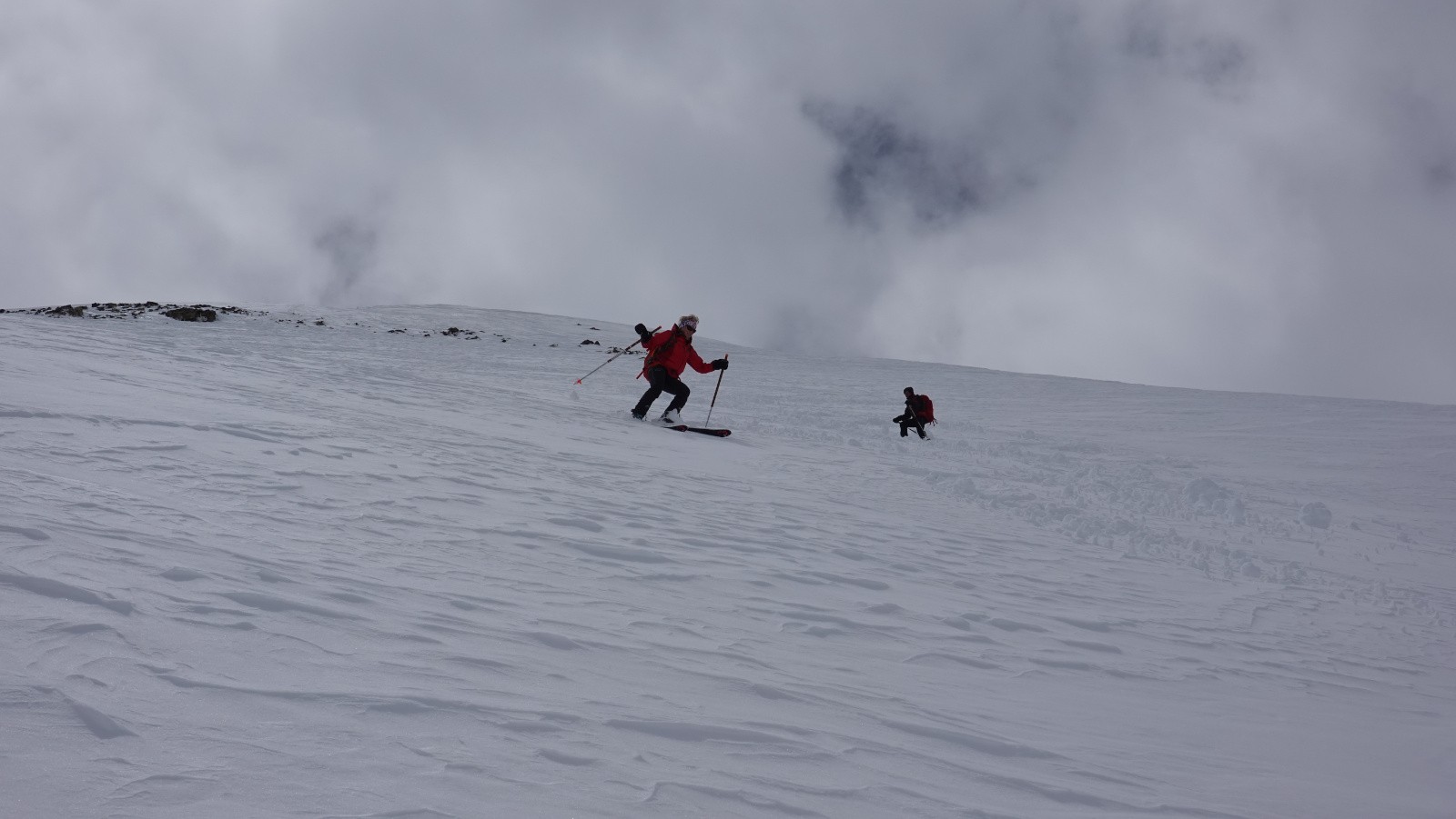 Poudreuse bien humide en versant Nord de la Cime de Voga